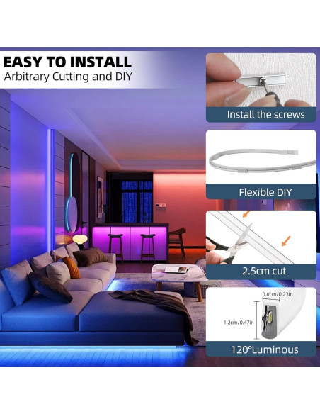 Kit de Soportes para Luces de Neón OWOFYDR 60 Clips y Tornillos