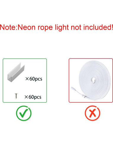Kit de Soportes para Luces de Neón OWOFYDR 60 Clips y Tornillos