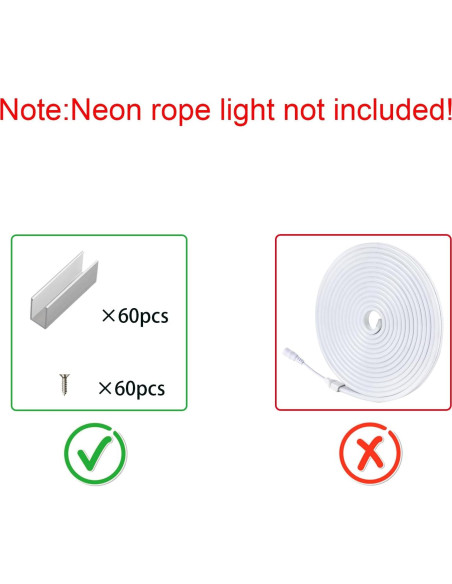 Kit de Soportes para Luces de Neón OWOFYDR 60 Clips y Tornillos