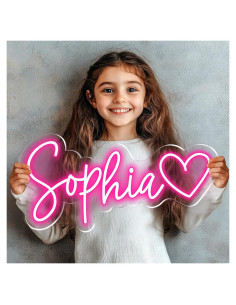 Letrero de Neón LED Personalizado DOCRAGI Rosa 30 cm