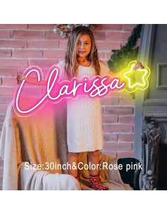 Letrero de Neón LED Personalizado DOCRAGI Rosa 30 cm 2