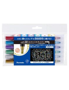 Marcadores Kuretake ZIG Clean Color Dot Metálico 6 Colores