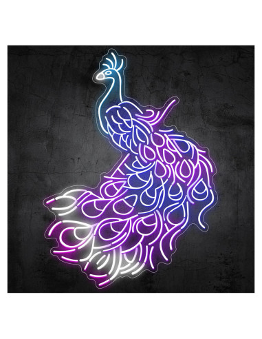 Luz de Neón LED Pavo Real 60x45cm Decorativa para Hogar