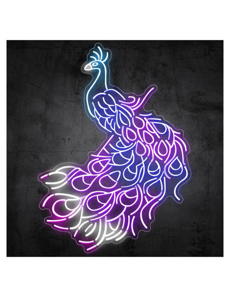 Luz de Neón LED Pavo Real 60x45cm Decorativa para Hogar