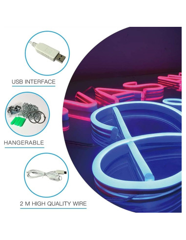 Luz de Neón LED YNNxDzi 37x50cm Blanca para Decoración