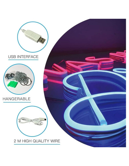 Luz de Neón LED YNNxDzi 37x50cm Blanca para Decoración