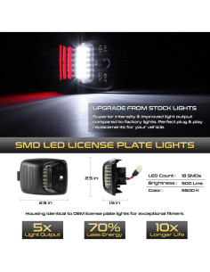 Luz de Placa LED VIPMOTOZ Rojo para Toyota Tacoma 2005-2015 2