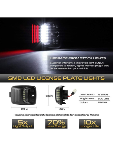 Luz de Placa LED VIPMOTOZ Rojo para Toyota Tacoma 2005-2015