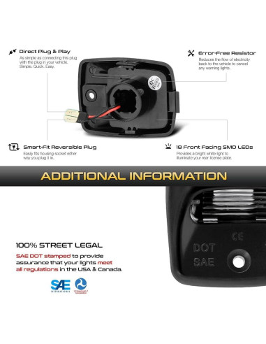 Luz de Placa LED VIPMOTOZ Rojo para Toyota Tacoma 2005-2015