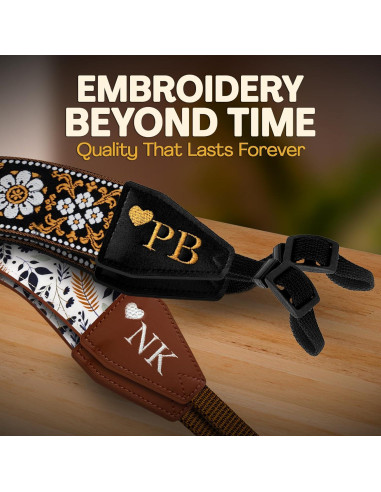 Correa de Cámara Personalizada Art Tribute Flores Blancas y Marrones