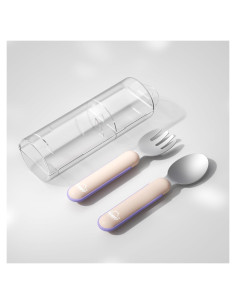 Juego de Utensilios para Niños Nouri - Cubiertos de Acero Inoxidable 316 Rosa