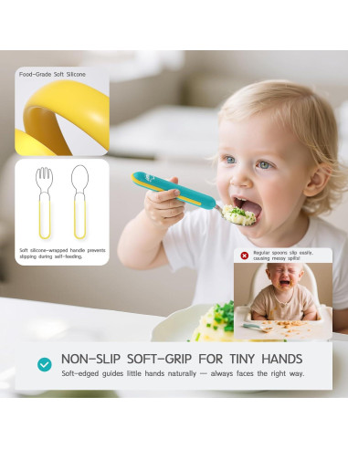 Juego de Utensilios para Niños Nouri - Cubiertos de Acero Inoxidable 316 Rosa