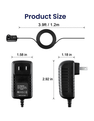 Adaptador AC/DC 9V 1800mA Xzrucst para Reproductor DVD