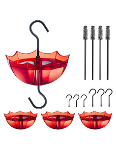 Moat para Hormigas TERULF con Ganchos y Paraguas Rojo 4 Pack