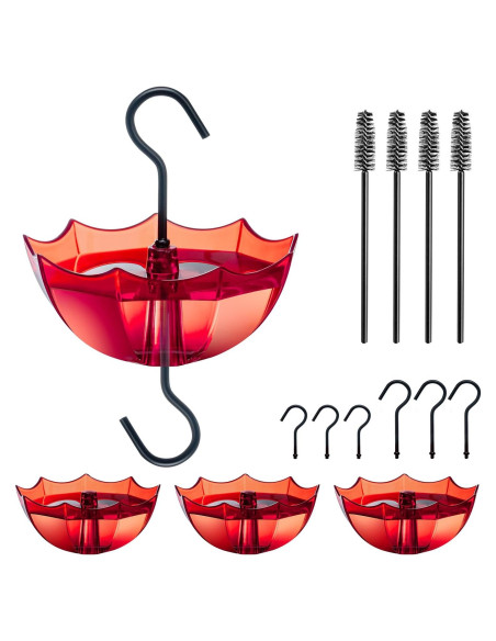 Moat para Hormigas TERULF con Ganchos y Paraguas Rojo 4 Pack