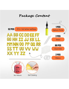 53 Globos de Letras Doradas 40 cm con Bomba para Fiesta 2