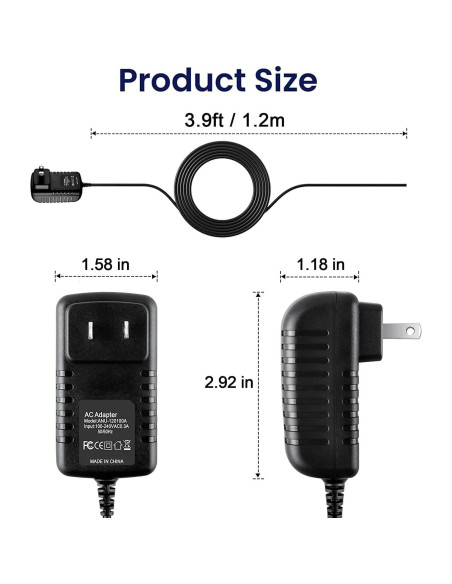 Adaptador de CA 9V Xzrucst para DVD Polaroid PDV-0700