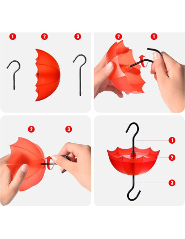 Moat para Hormigas TERULF con Ganchos y Paraguas Rojo 4 Pack