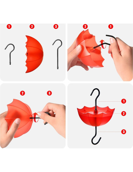 Moat para Hormigas TERULF con Ganchos y Paraguas Rojo 4 Pack