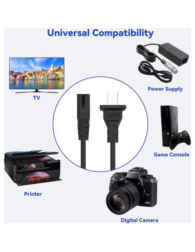 Cable de Alimentación AC 1.52m para JVC DR-MV150B VCR/DVD