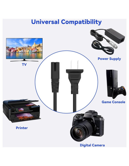 Cable de Alimentación AC 1.52m para JVC DR-MV150B VCR/DVD