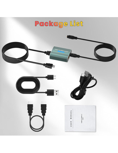 Extractor de Audio HDMI AMANKA 4K a Óptico Toslink SPDIF