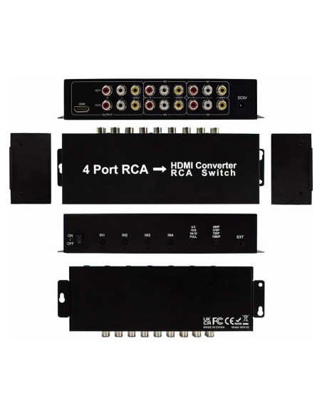 Convertidor 4 Puertos AV a HDMI HDSUNWSTD 1080P con Control