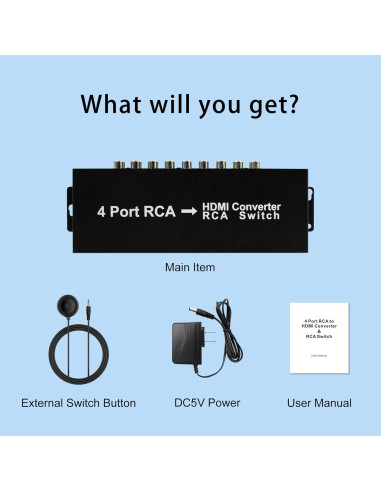 Convertidor 4 Puertos AV a HDMI HDSUNWSTD 1080P con Control
