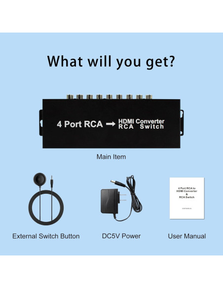 Convertidor 4 Puertos AV a HDMI HDSUNWSTD 1080P con Control
