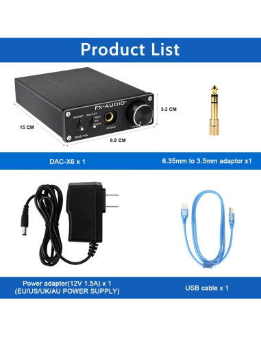 DAC de Audio Digital KGUSS FX-Audio Mini 24Bit 96KHz Plata