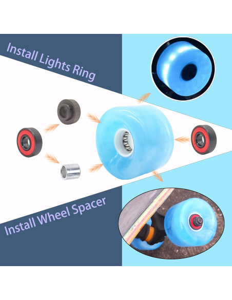 Ruedas de Skateboard LONTOHCE 65mm 78A con Rodamientos y Kit