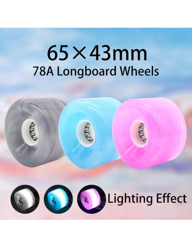 Ruedas de Skateboard LONTOHCE 65mm 78A con Rodamientos y Kit