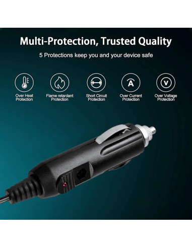 Adaptador de corriente de coche Jantoy para DVD portátil 10.2"