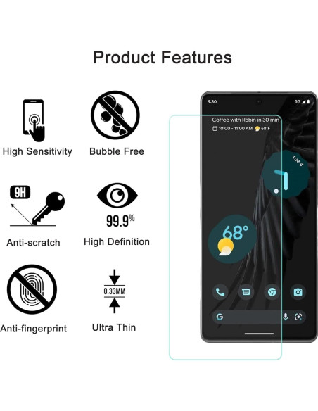 3 Protectores de Pantalla Vidrio Templado ZYHKJYL para Google Pixel 7