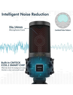 Micrófono USB CMTECK XM550 con Filtro Antipop y Silencio 2