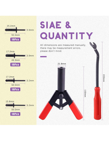 Juego de Pistola de Remaches de Polímero Swpeet 41Pcs