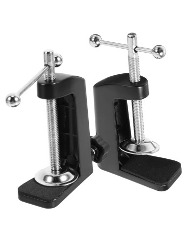 2 Abrazaderas de Mesa Ajustables Soporte Micrófono Negro