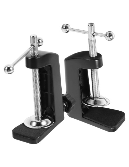 2 Abrazaderas de Mesa Ajustables Soporte Micrófono Negro