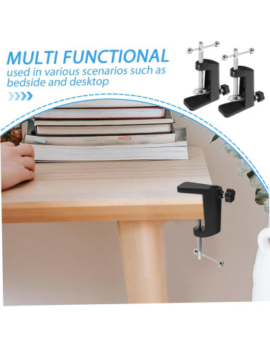 2 Abrazaderas de Mesa Ajustables Soporte Micrófono Negro