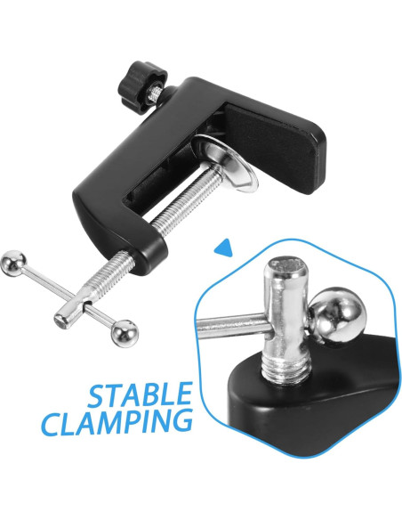 2 Abrazaderas de Mesa Ajustables Soporte Micrófono Negro