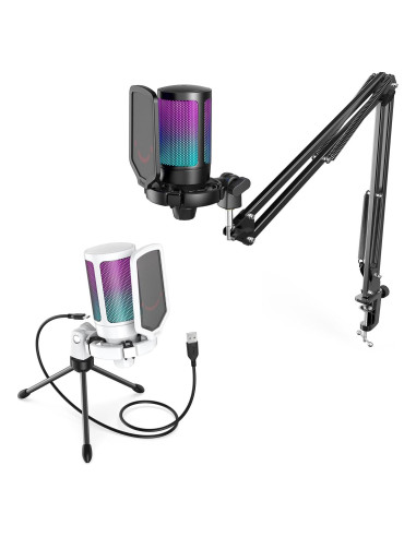 Micrófono USB FIFINE A6T para Streaming y Gaming con RGB