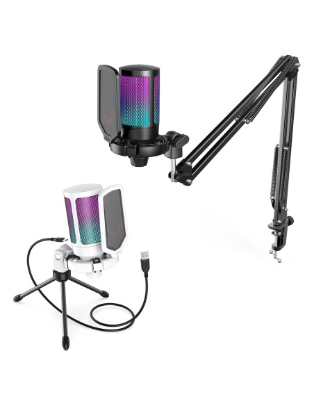 Micrófono USB FIFINE A6T para Streaming y Gaming con RGB