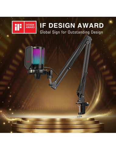 Micrófono USB FIFINE A6T para Streaming y Gaming con RGB