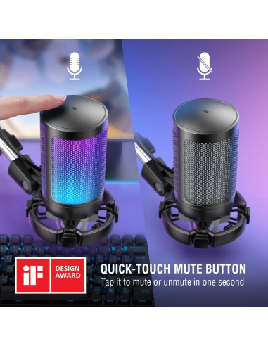 Micrófono USB FIFINE A6T para Streaming y Gaming con RGB