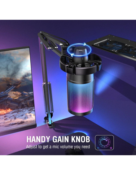 Micrófono USB FIFINE A6T para Streaming y Gaming con RGB