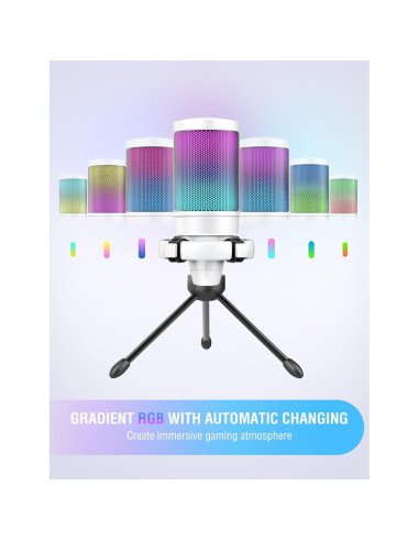 Micrófono USB FIFINE A6T para Streaming y Gaming con RGB