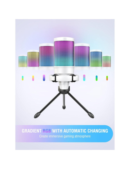 Micrófono USB FIFINE A6T para Streaming y Gaming con RGB