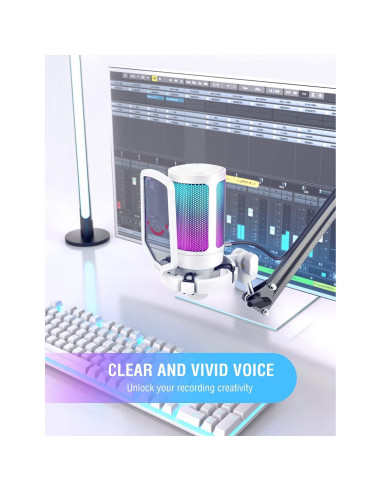 Micrófono USB FIFINE A6T para Streaming y Gaming con RGB
