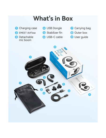 Auriculares Inalámbricos EMEET AirFlow Bluetooth 5.3 con Micrófono