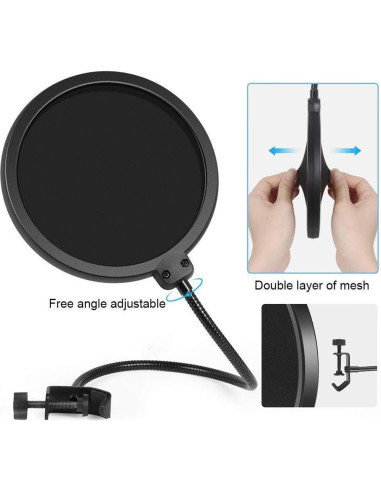 Filtro Pop Boytone BT-27ST Doble Capa Ajustable para Micrófono